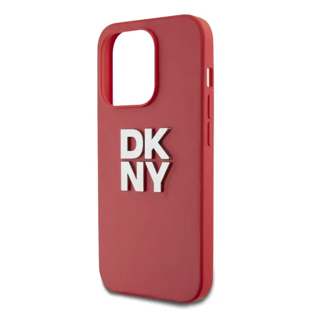 DKNY PU Leather Stack Logo Wrist Strap Case for iPhone 14 Pro Red 3