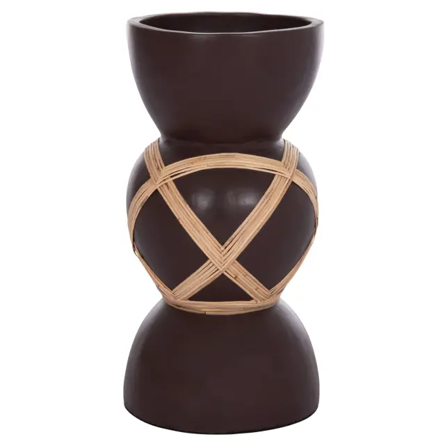 ΔΙΑΚΟΣΜΗΤΙΚΟ ΒΑΖΟ ΔΑΠΕΔΟΥ FB94672.07L TERRACOTTA ΣΟΚΟΛΑΤΙ-RATTAN Φ32x62.5Υεκ