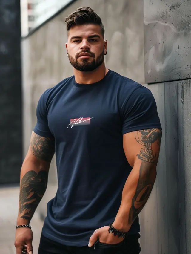 T-shirt Noshame® Navy με τύπωμα - P112362 - 3XL