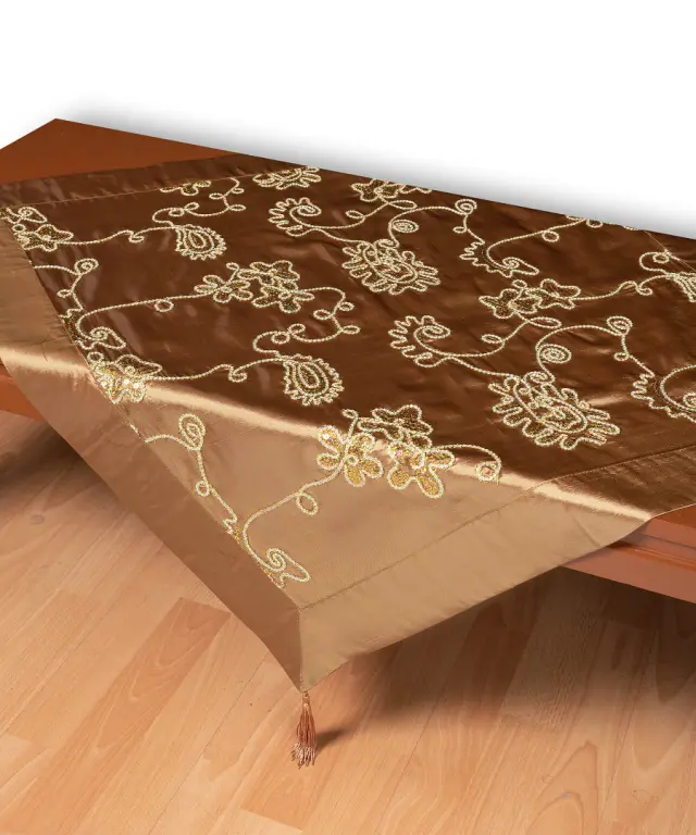 Σατέν τραπεζοκαρέ 7710 (135cm x 135cm) λαδί - -