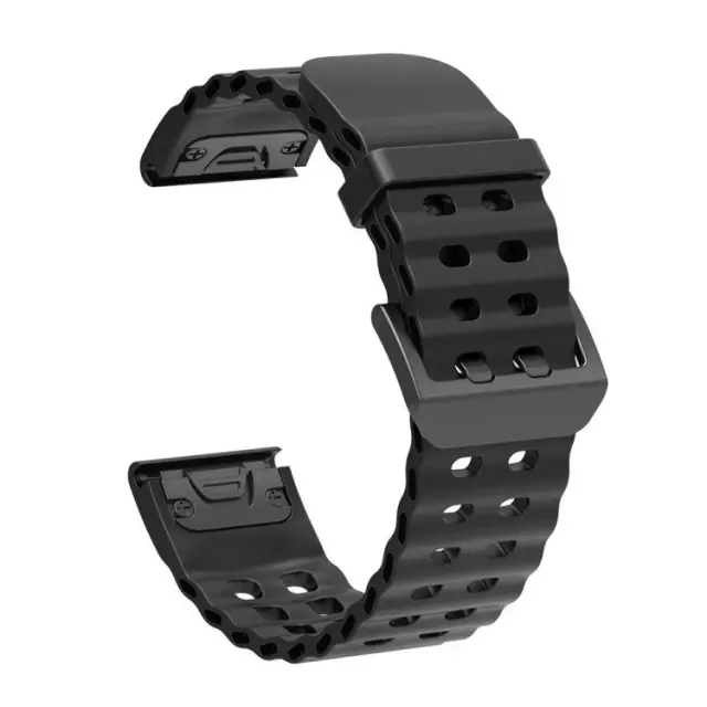 Λουράκι Σιλικόνης Ocean για Garmin Fenix 5/6/6 Pro/7/8/9 (47mm) Quick Release – Μαύρο OEM 3