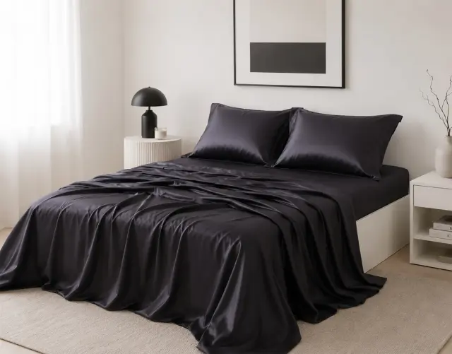 Σετ σεντόνια bamboo 300TC (270cm x 290cm) σκούρο γκρί - -