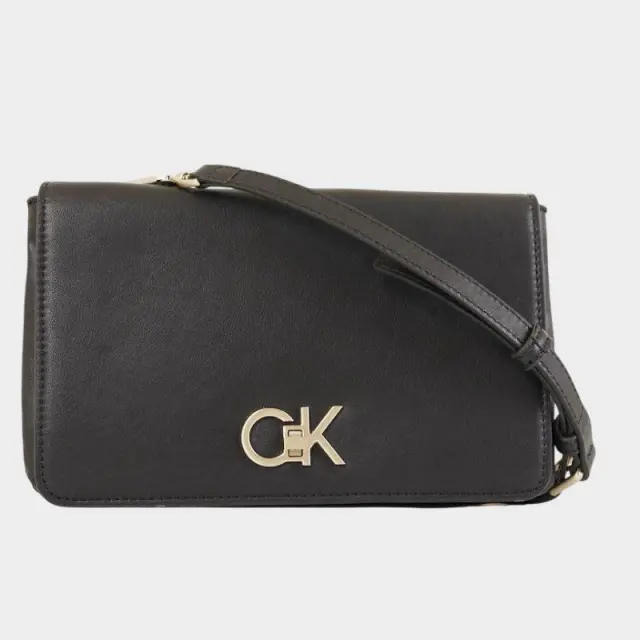 Calvin Klein - Γυναικεία Τσάντα Ώμου Re-Lock Double Gusset K60K611531-BAX Μαύρο