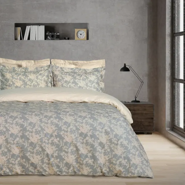 Σετ παπλωματοθήκης υπέρδιπλο Das Home Happy 9649 220x240 Γκρι Μπεζ - Γκρι