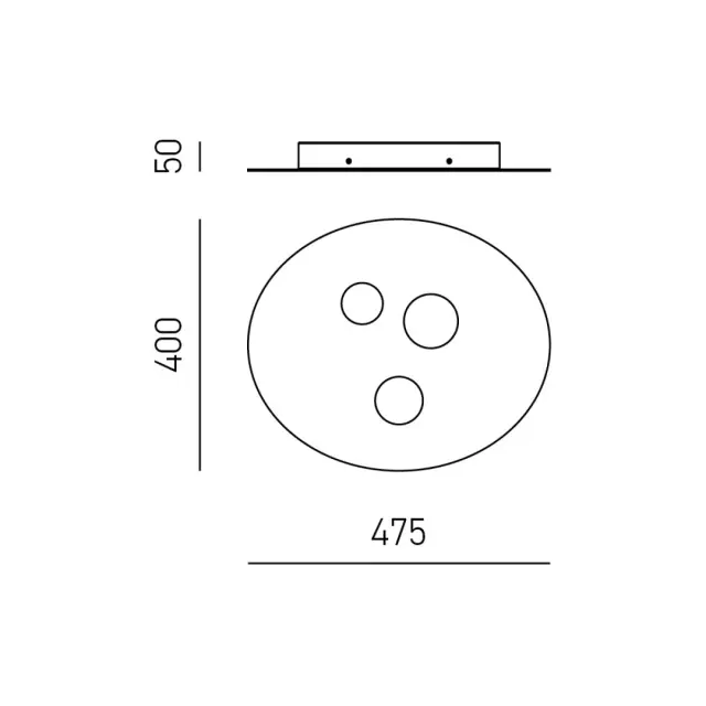 LUNA P/P φωτιστικό τοίχου oval 47x40 Άσπρο 3