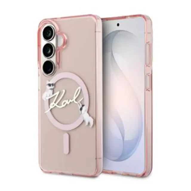 Karl Lagerfeld IML Choupette Karl Script Logo Magnetic Case for Samsung Galaxy S26 Pink