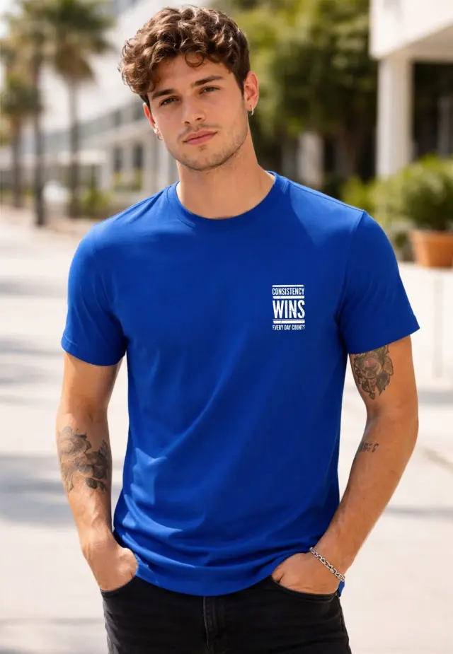T-shirt Noshame® Μπλε με τύπωμα Consistency wins every day counts - 152612 - XXL 2