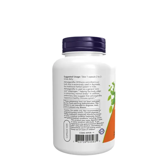 Now Foods Ashwagandha 450 mg 180 Veg Capsules 3
