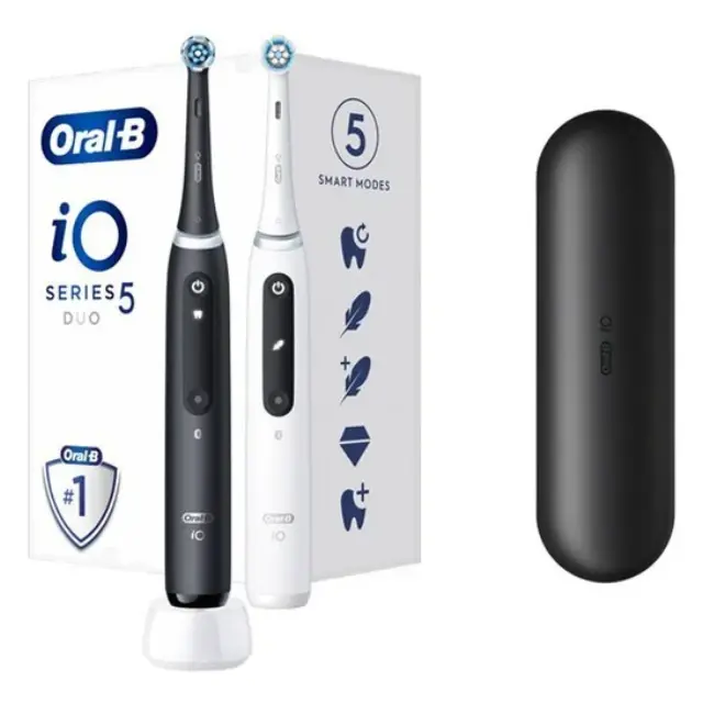 Oral-B iO Series 5 Duo Pack Black + White - Ηλέκτρικές Οδοντόβουρτσες 2τμχ.