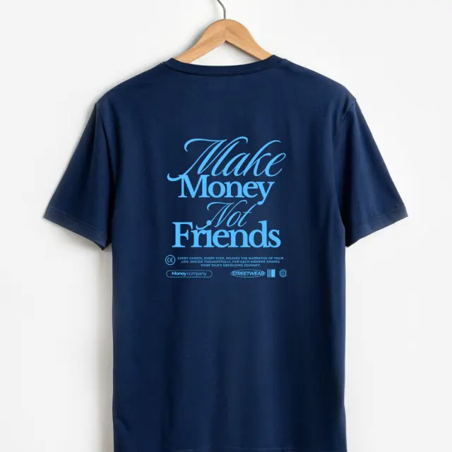 T-shirt Noshame® Navy με τύπωμα Make Money not Friends - 122582 - XXL 2