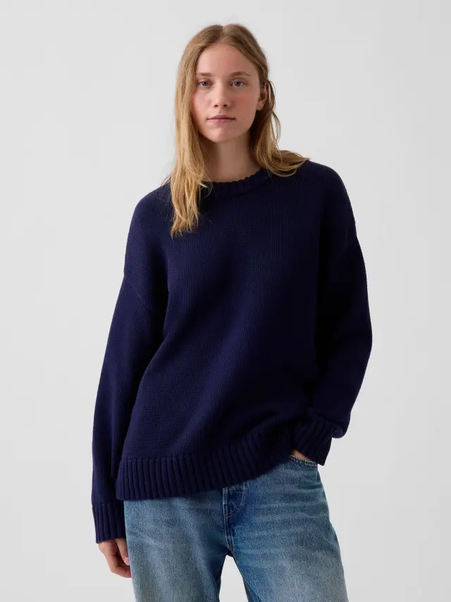 Γυναικείο Πουλόβερ Oversized από 100% Βαμβάκι Navy blue uniform