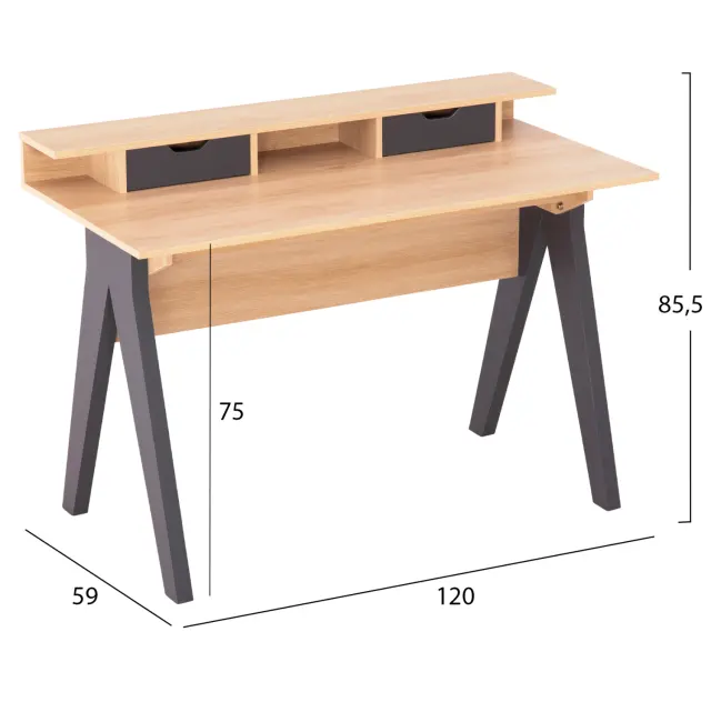 ΓΡΑΦΕΙΟ FB918290 ΜΕΛΑΜΙΝΗ ΣΕ SONAMA-ΓΚΡΙ 120x19-59x75-85,5ΥΥεκ. 2