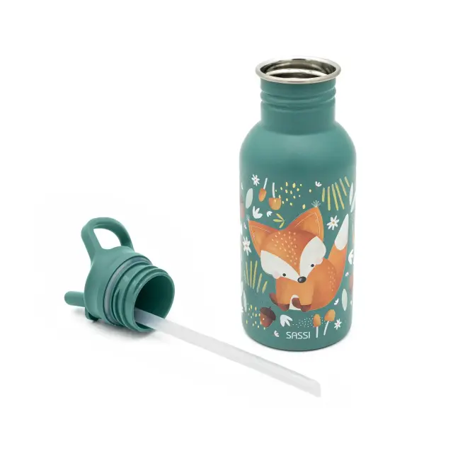 Sassi Ανοξείδωτο Παγούρι με Καλαμάκι 500ml Crunchy The Fox 2