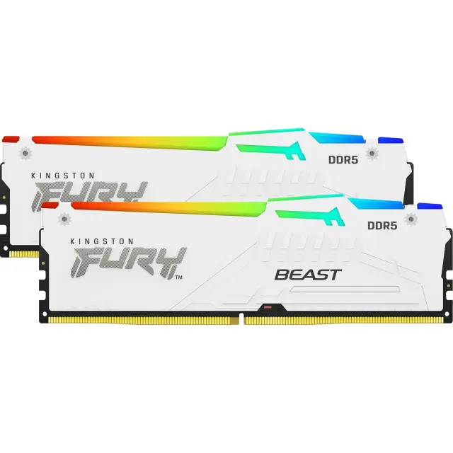 Kingston DIMM 32 GB DDR5-5600 (2x 16 GB) Dual-Kit (white, KF556C36BWEAK2-32, FURY Beast RGB, INTEL XMP, AMD EXPO)