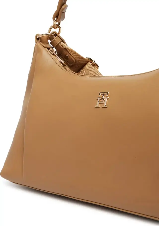 Tommy Hilfiger Γυναικεία Μεσαία Τσάντα Ώμου ΤΗ Essential Soft Cream Μπεζ 2