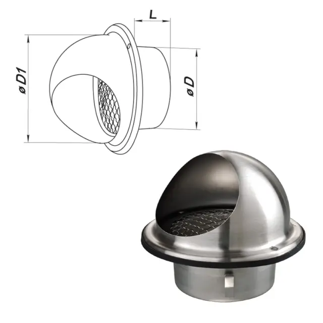 Στόμιο Εξαερισμού Inox Φ125mm 2