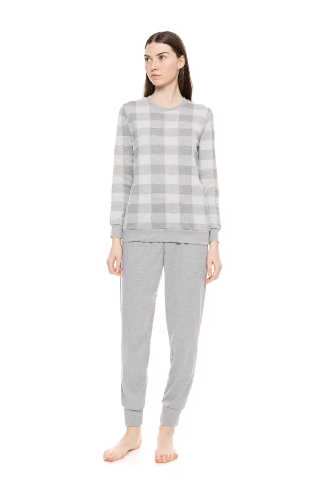 W1654 - Red - PYJAMA JACQUARD GREY PLAID