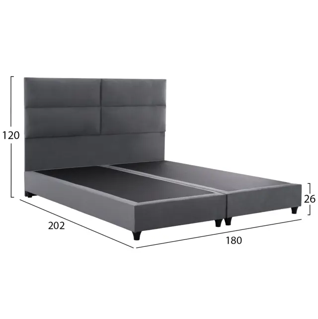 ΚΡΕΒΑΤΙ ΑΠΟ ΓΚΡΙ ΒΕΛΟΥΔΟ FB9628.10 ΓΙΑ ΣΤΡΩΜΑ 180x200 εκ. 3