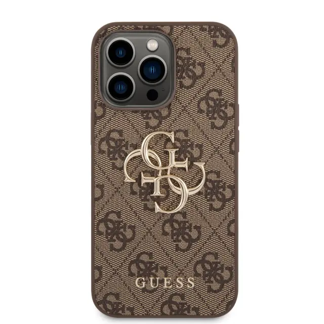 Guess PU 4G Metal Logo Case for iPhone 14 Pro Max Brown 2