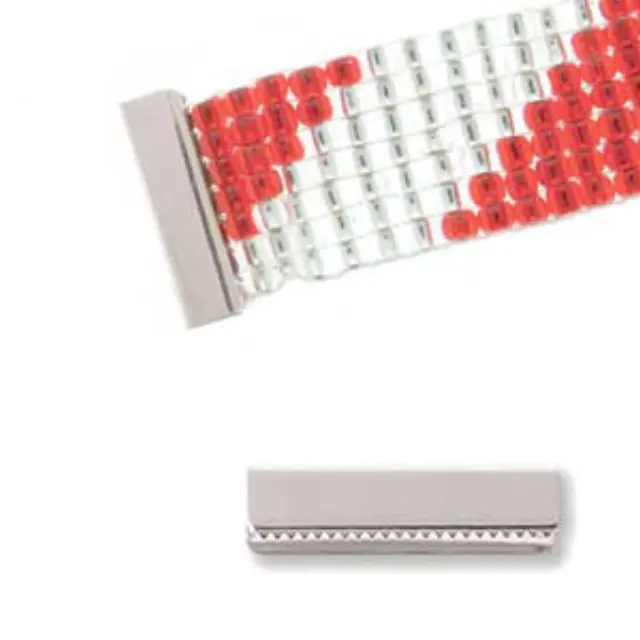 Ακροδέκτης Χωρίς Τρύπα για Κορδέλες 19x5.5mm - Silver Plated - 12τεμ