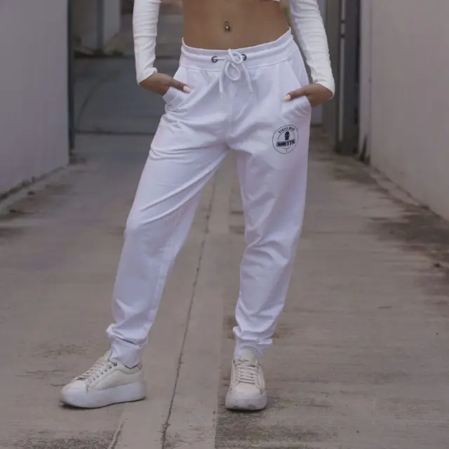 Ghetto White Unisex Streetwear Sweatpants | Sport Style Pants 2