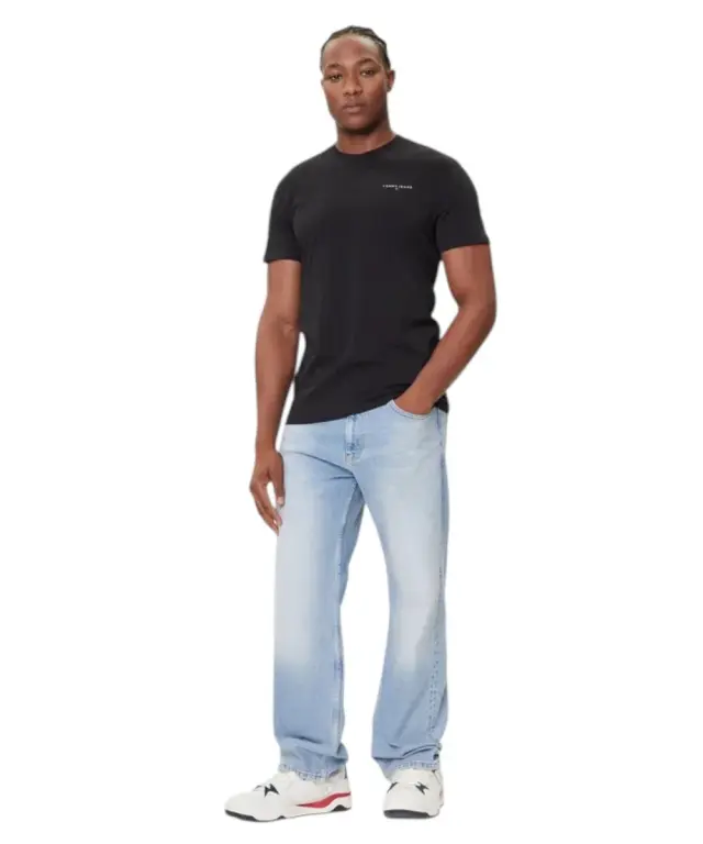 Tommy Hilfiger - Ανδρικό T-shirt Linear Chest Slim Fit DM0DM21780-BDS Μαύρο 3