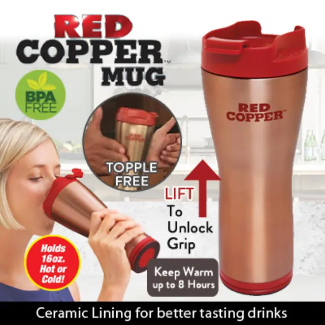Επαναστατικός κεραμικός θερμός - Red copper mug 470 ml 3