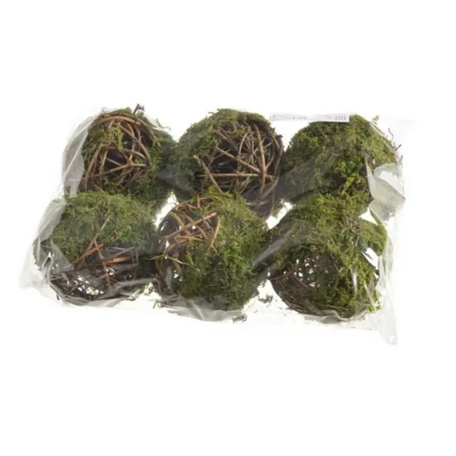 Μπάλες με κλαδιά και moss, 6τεμ. 2