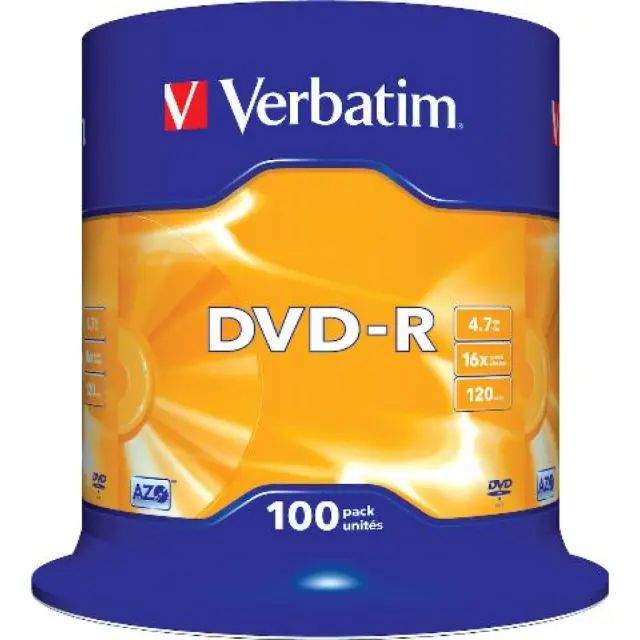 Verbatim Εγγράψιμα DVD-R 16x 4.7GB Cake Box 100τμχ