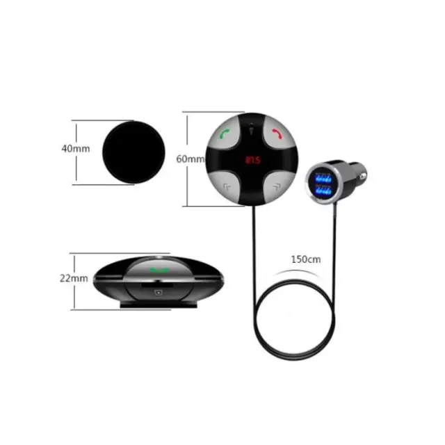 Car MP3 Bluetooth Hands-Free FM Transmitter με 2 θύρες USB BC29B 3