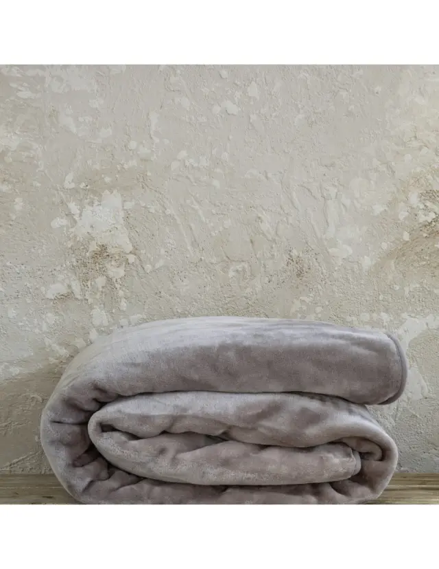 Κουβέρτα 220x240 Υπέρδιπλη Βελουτέ 550gsm Nima Coperta 100% Πολυέστερ- Cigar Beige 2
