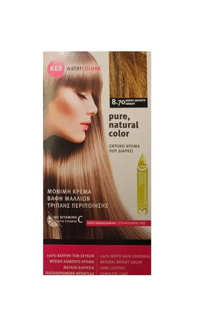 Red Water Colors Βαφή Μαλλιών Ξανθό Ανοικτό Άμμου Νο8.70, 155ml