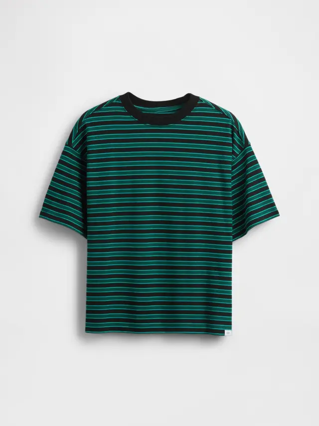 Παιδική Heavyweight Μπλούζα Green stripe