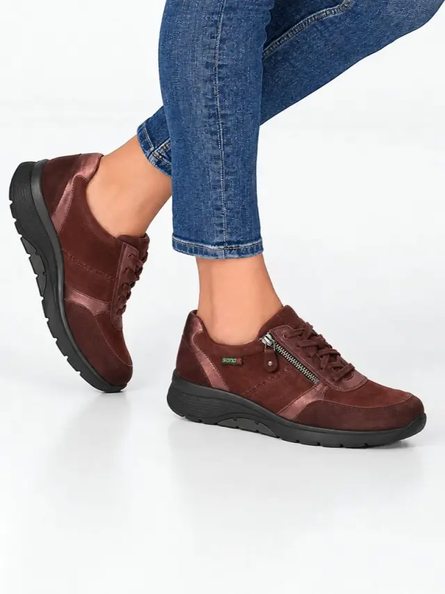 Mephisto/Sano Sneakers Γυναικείο δέρμα Nubuck Μπορντώ SAN/IZAE PLUM - 38,5 2