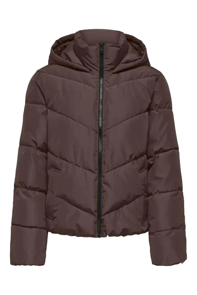 ONLY ONLCLAIR Μπουφάν Puffer με Κουκούλα CC OTW Καφέ