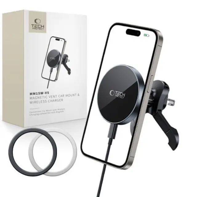 Tech-Protect® MagSafe Βάση Κινητού Αεραγωγού με Ασύρματη Φόρτιση 15W- Black