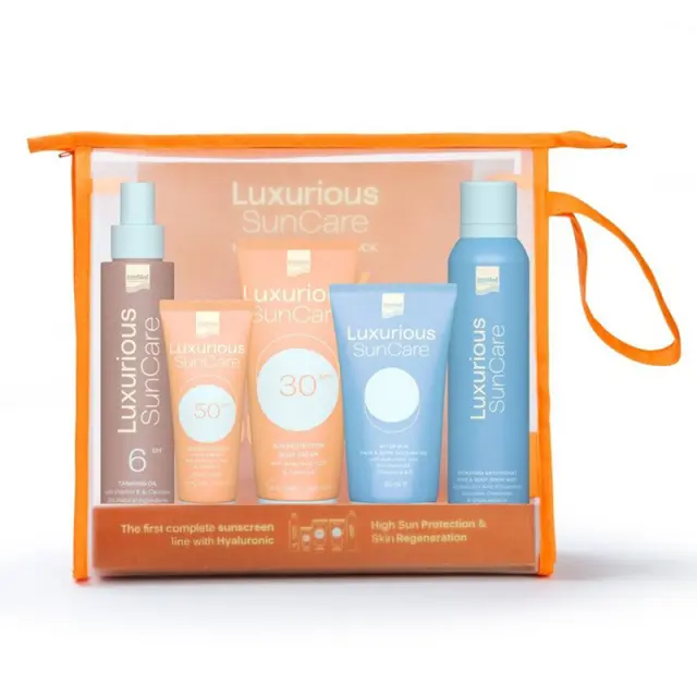 Intermed Promo Luxurious Suncare High Protection Αντηλιακή Κρέμα Προσώπου SPF50, 75ml & Αντηλιακή Κρέμα Σώματος SPF30, 200ml & Λάδι Μαυρίσματος, 200ml & After Sun Δροσιστικό Gel, 150ml & Αντιοξειδωτικό Σπρέι Σώματος, 200ml