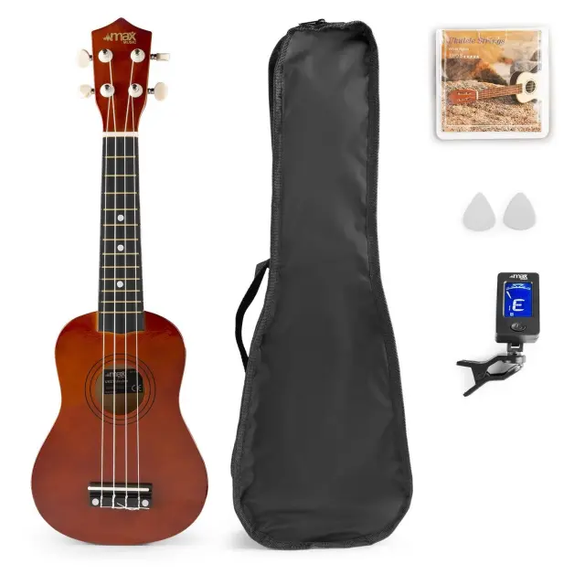 MAX UKEY DARK NATURAL SOPRANO 21" SET UKULELE