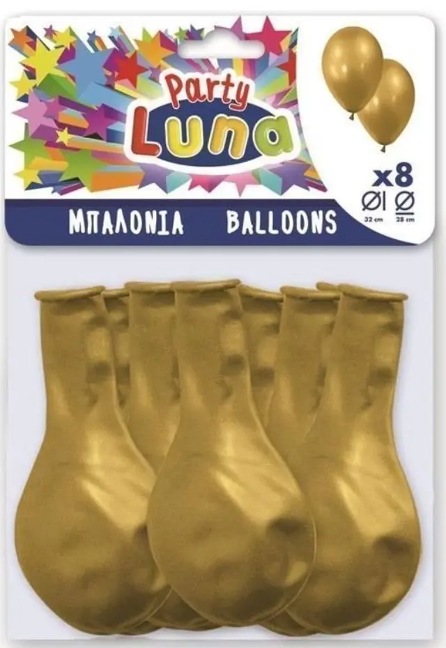 Luna Party Μπαλόνια 8 Τμχ Χρυσά (000088938)