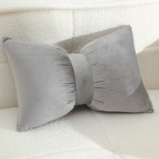 Διακοσμητικό Μαξιλάρι 50x35 Melinen Bow Silver 100% Πολυέστερ