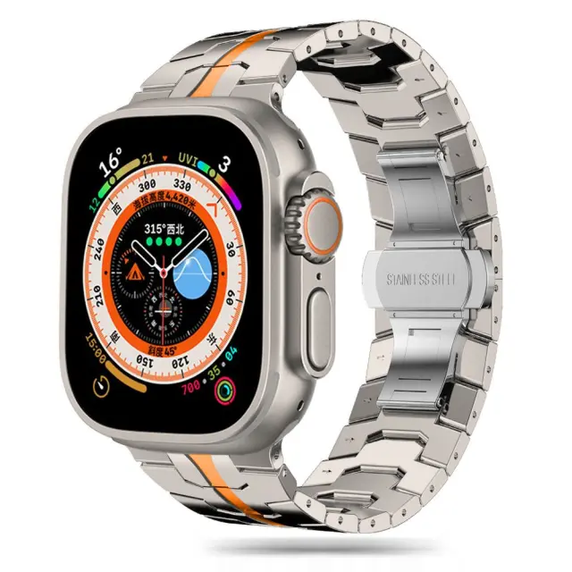 Tech-Protect Stainless Line Bracelet Apple Watch 4 / 5 / 6 / 7 / 8 / 9 / SE / Ultra 1 / 2 42/44/45/49mm Titanium Orange