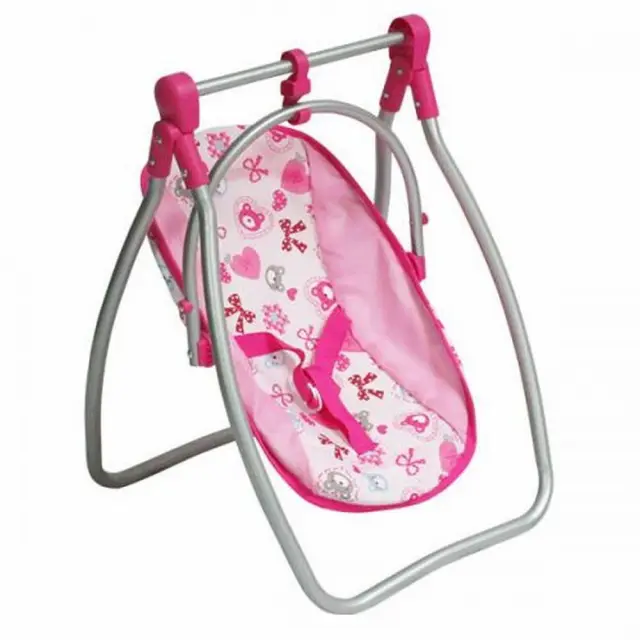 Moni Toys Lovely Bear Καρεκλάκι Φαγητού και Κούνια Κούκλας 2σε1 Pink 3+ Ετών 3