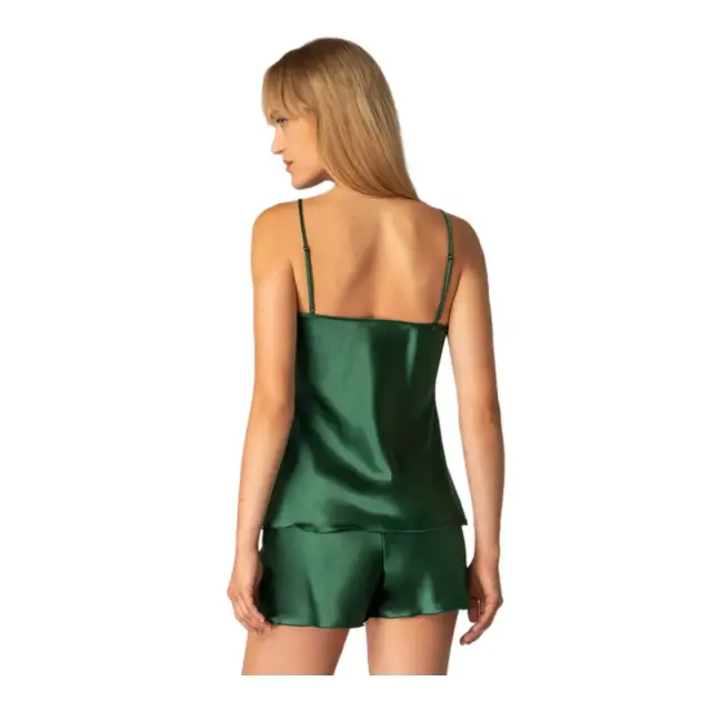 Milena Γυναικείο Babydoll Σατέν V Ντεκολτέ, Χρώμα Κυπαρισσί - L 2