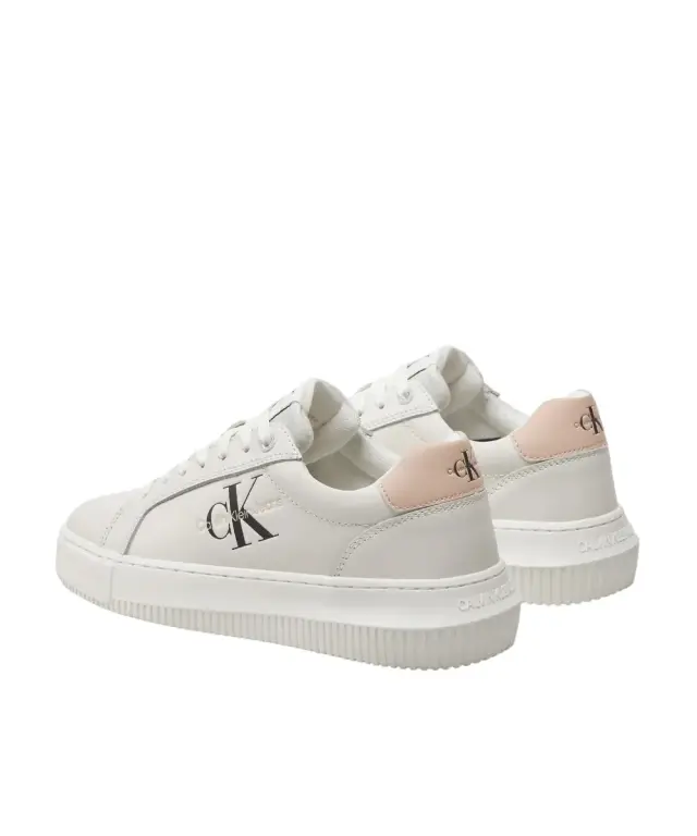 Calvin Klein - Γυναικεία Δερμάτινα Sneakers Chunky Cupsole Mono Wn YW0YW00823-0LA Λευκό 3