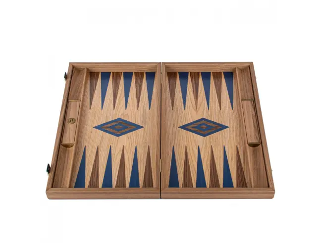 Σετ Χειροποίητο Τάβλι Classic Oak/Blue & American Walnut Manopoulos με υποδοχές για πούλια και διαστάσεις 48x30cmBKD1BLU 3