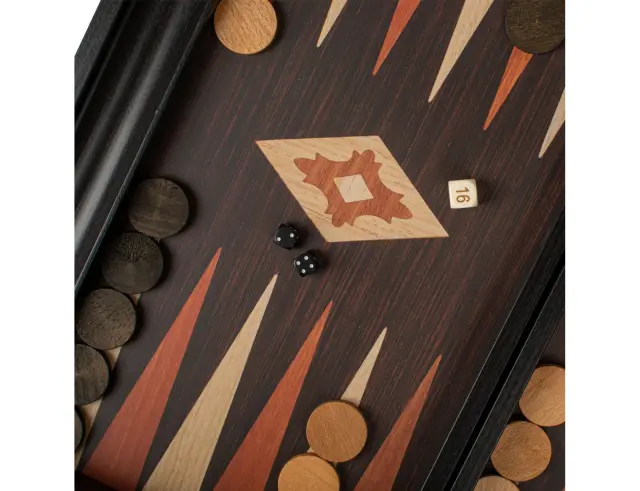 Σετ Χειροποίητο Τάβλι Basic Wenge Replica Wood Manopoulos με υποδοχές για πούλια και διαστάσεις 30x20cmBXL3VV 3