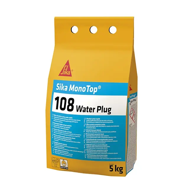 Sika MonoTop®-108 WaterPlug Υπερταχύπηκτο τσιμεντοειδές κονίαμα σκόνη, 5kg Γκρί / 96.533495