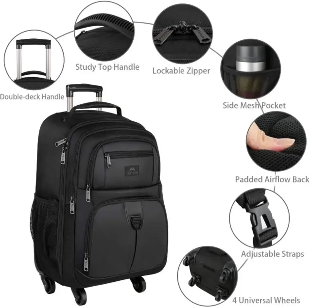 Σακίδιο πλάτης Τροχήλατο 45L Laptop 17” Matein 1212 μαύρο - One Size 3