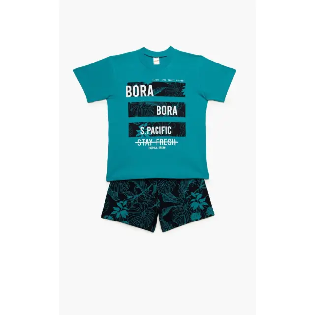 Πυτζάμα Παιδική Καλοκαιρινή Minerva Bora Bora Πετρόλ No10 61948-779 2