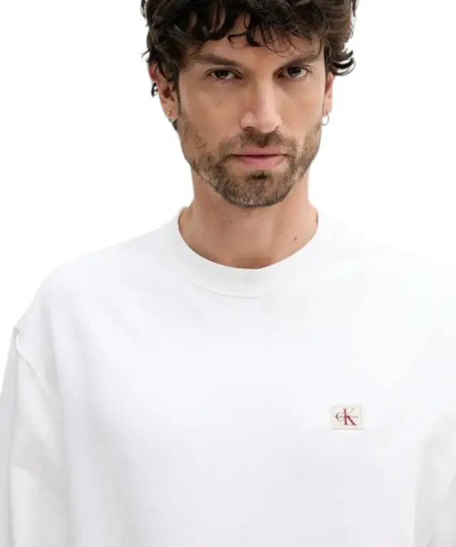 Calvin Klein - Φούτερ Cotton Badge Regular Fit LV04RC273G-YAF Λευκό 3